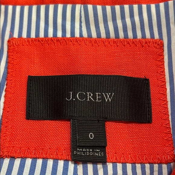 J. Crew Rhodes Preppy Classic Linen Blazer in Blaze Orange E9766 - Size 0 - Picture 8 of 9